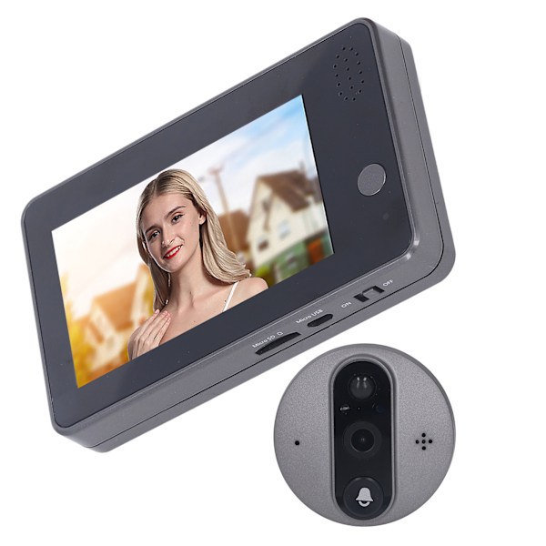 Videodörrklocka Multifunktion 4,3 tums LCD-skärm 3 miljoner HD Nattvision PIR Rörelsedetektering WiFi Videodörrklocka