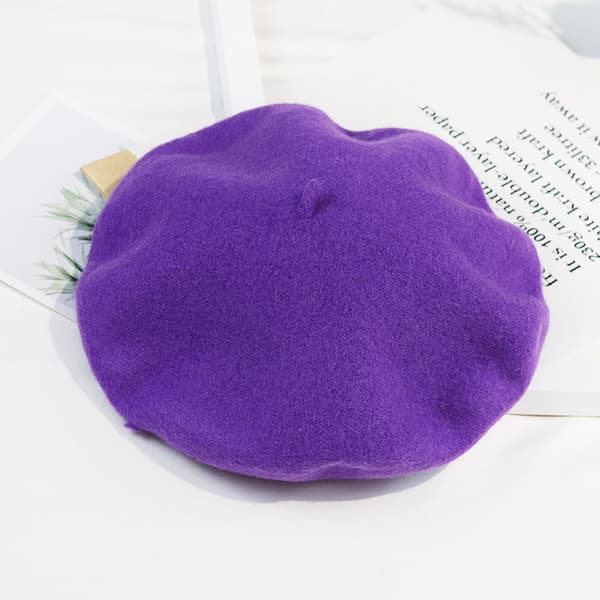 Hatt dam vinter basker, ullbasker, varm hatt ull stickad hatt, Violett