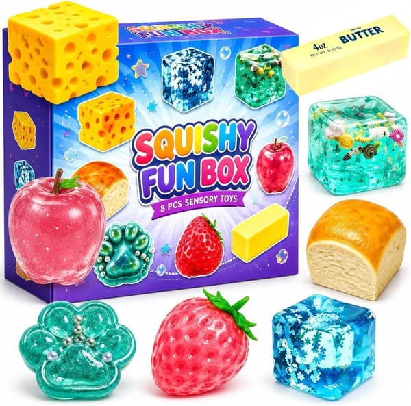 8-delad Squishy Box Mystery Fun Set Pack Squishies, Samlarobjekt Överraskning Socker Långsam Retur Funbox, Idealisk Semester Födelsedagspresent