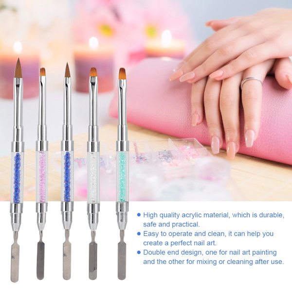 5 st dubbelsidig nagelkonstpenna manikyr målnings nagellack mixer verktyg