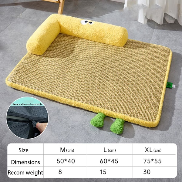 Sommarkylande Husdjursmatta Rattan Pad Säng Fyrkantig Kylmatta Husdjursis Rattan Nest Husdjurssäng Sommar Pad, Sovande(L) L