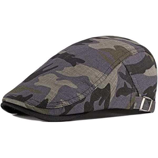 2 Pak Mænds Bomuld Flat Cap Ivy Gatsby Newsboy Hat, grå