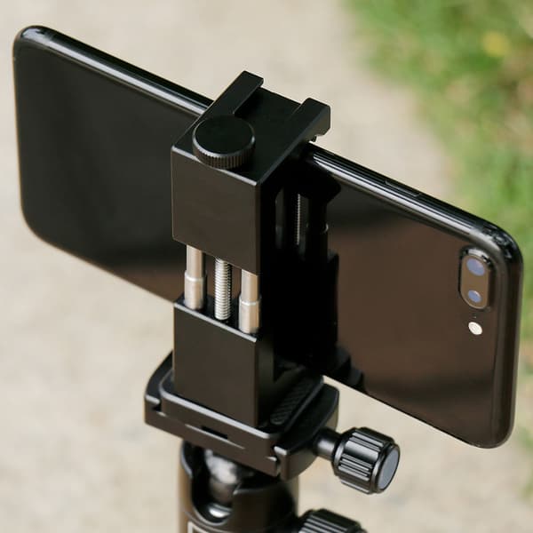 Universal telefonklemme i aluminiumslegering med blitssko for stativselfie