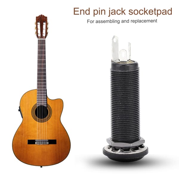 Kobber Mono End Pin Jack Socket for Elektrisk Gitar Ukulele Pickup(Svart)
