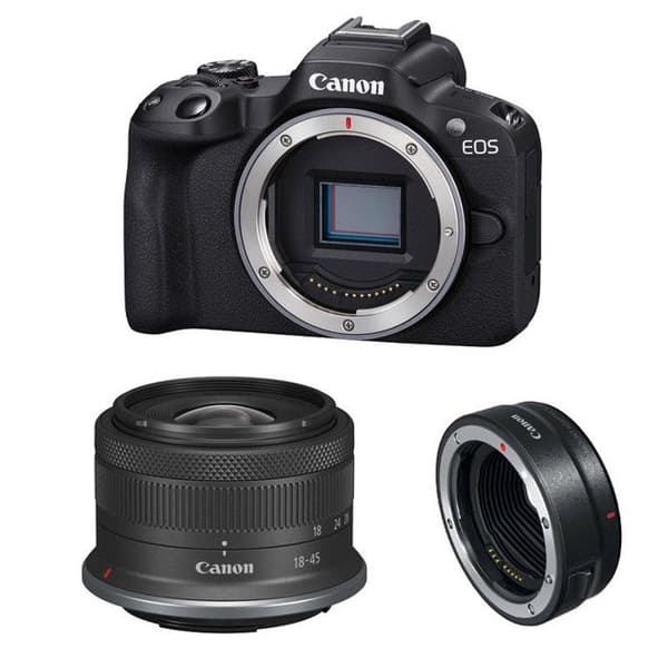 CANON EOS R50 + RF-S 18-45mm f/4.5-6.3 IS STM + EF-EOS R adapter