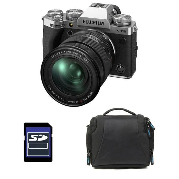 FUJIFILM X-T5 Silver + 16-80mm + Väska + SD-kort 8 GB