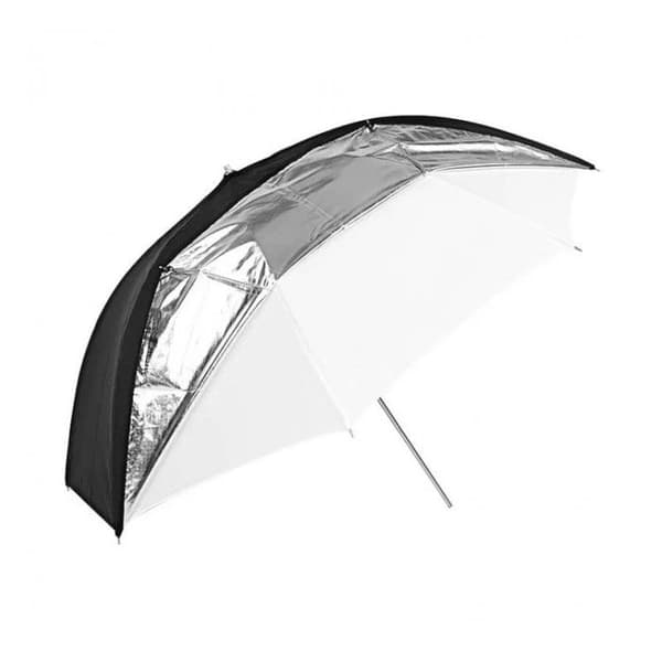 GODOX Sateenvarjo UB-006 musta hopea valkoinen Kaksoiskäyttö 84 cm