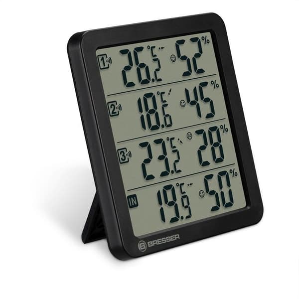 Termo-hygrometer - BRESSER - Quadro NV - Sort - 4 trådløse sensorer - Rækkevidde 80 m svart