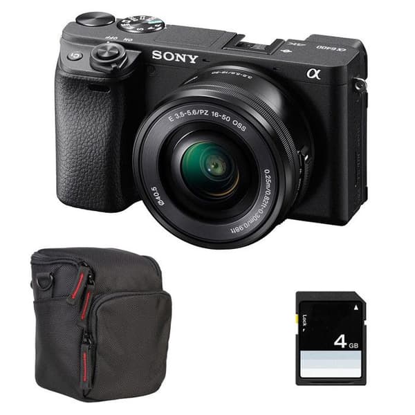 SONY ALPHA 6400 SORT + 16-50 + Taske + SD 8 GB