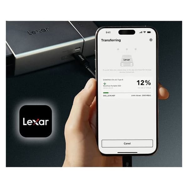 LEXAR Workflow Go Portable Backup-hus med 2 modulrum (Workflow-læsere/SSD)