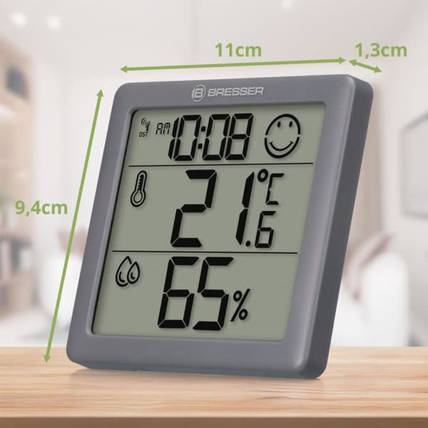 Termo-hygrometer - BRESSER - Climate Smile - Set om 2 - Smiley indikator - Temperatur och luftfuktighet antracit
