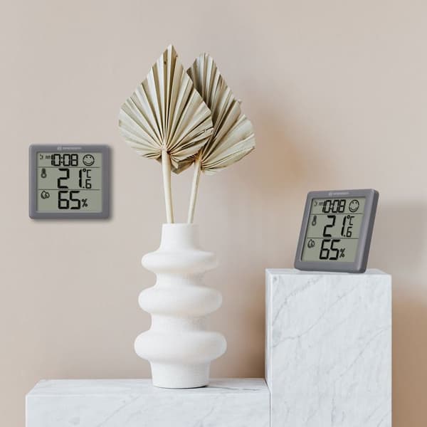 Termo-hygrometer - BRESSER - Climate Smile - Set om 2 - Smiley indikator - Temperatur och luftfuktighet antracit