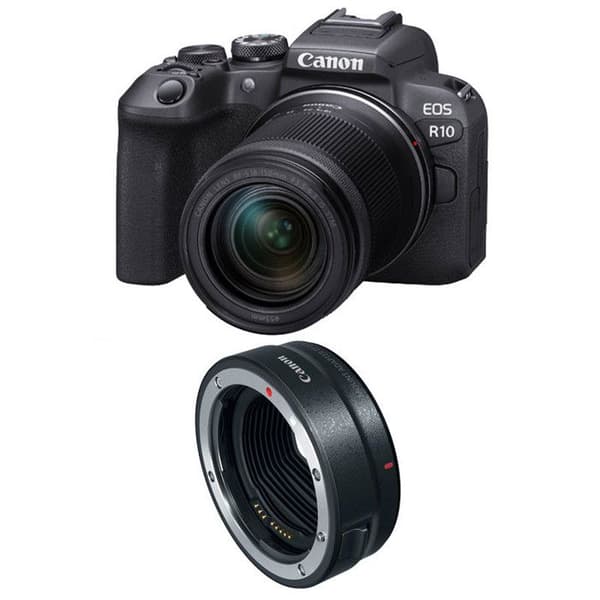 CANON EOS R10 + RF-S 18-150mm F3.5-6.3 IS STM + EF-EOS R -adapteri Svart