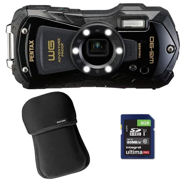 PENTAX Vandtæt kompakt WG-90 Sort + Etui + SD 8 GB