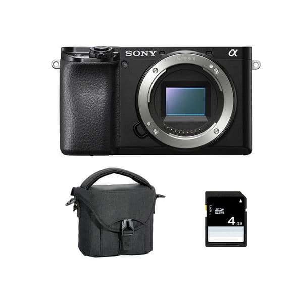 SONY ALPHA 6100 MUSTA NU + Laukku + SD 8 Gt