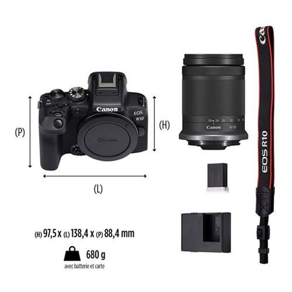 CANON EOS R10 + RF-S 18-150mm F3.5-6.3 IS STM + EF-EOS R -adapteri Svart