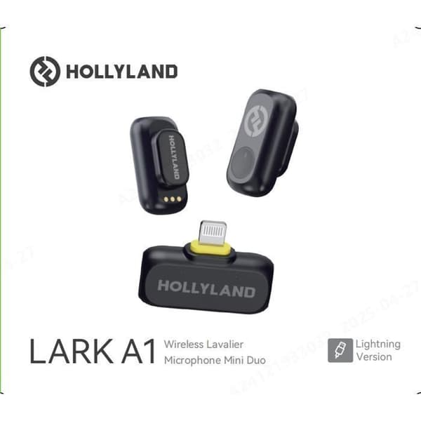 Microfone Hollyland Lark A1 Lightning, 48 kHz/24 bittiä, 3 kohinanvaimennustasoa, 2TX + Lightning RX (musta)