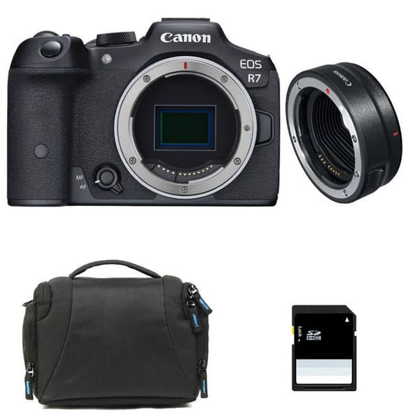 CANON EOS R7 + Väska + SD-kort 8 GB + EF-EOS R-adapter