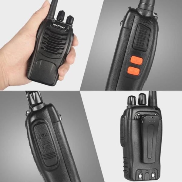 Paket med 2 Baofeng BF888S walkie-talkies - 16 kanaler, laddningsbaser och headset ingår - Svart