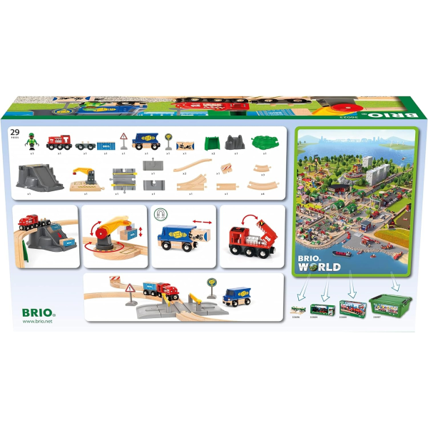 BRIO World 36023 - Lastset - 29-delat Trätågset