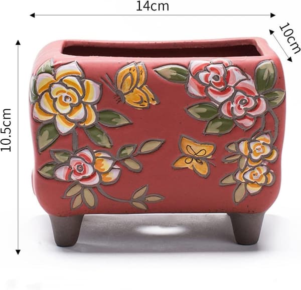 Liten Blomsterkruka Handmålad Röd GAPLARATE