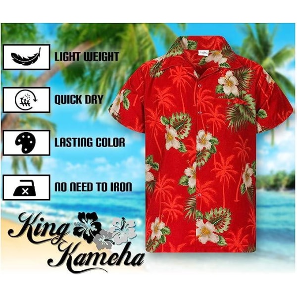 Hawaiiskjorta Röd XL KING KAMEHA