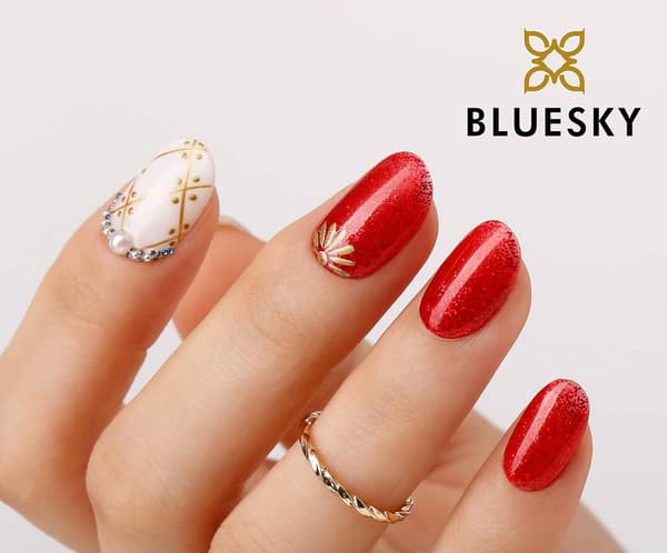 UV-/gel Nagellack Glittrande Röd 2-pack BLUESKY
