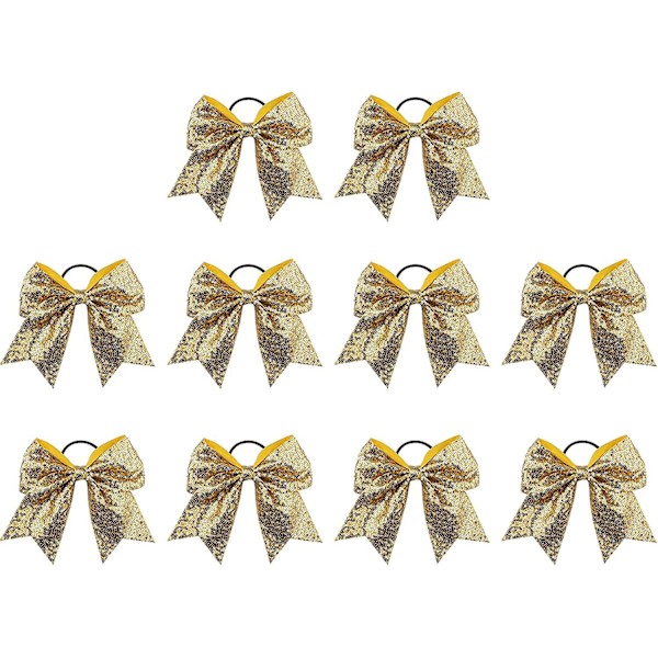 10 stk. 20 cm Glitter Cheer Sløyfer For Jenter Småbarn Tenåringer Seniorer Studenter Yellow