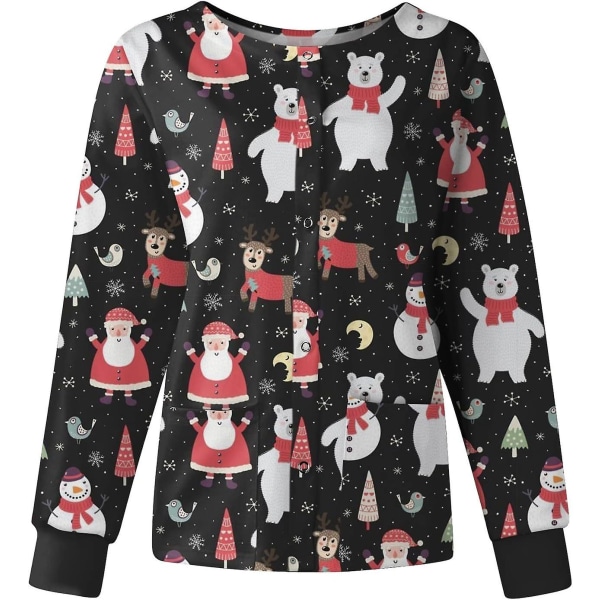 Dame Skrubjakke Trykt Jul Trykte Skrubjakker For Kvinner Høst Skrub Topper Jul Grafisk Sykepleiejakker L B