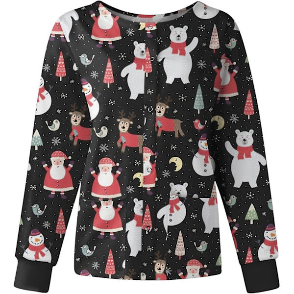 Dame Skrubjakke Trykt Jul Trykte Skrubjakker For Kvinner Høst Skrub Topper Jul Grafisk Sykepleiejakker M B