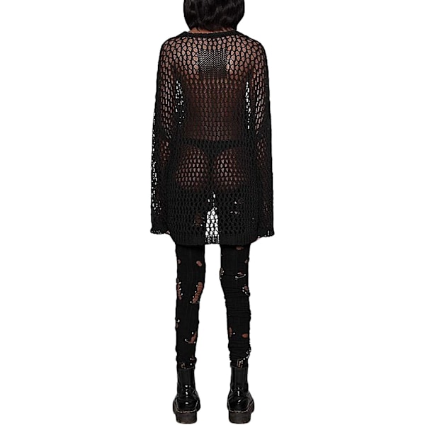 Dame Hul Ud Hæklet Strik Trøje Crop Tops Langærmet Trøje Cropped Style 1 M