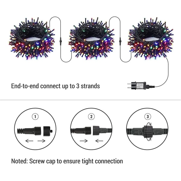 Julgransljus utomhus färgglada, 30 m 300 LED-ljus 8 lägen vattentäta, grön tråd (flerfärgad)