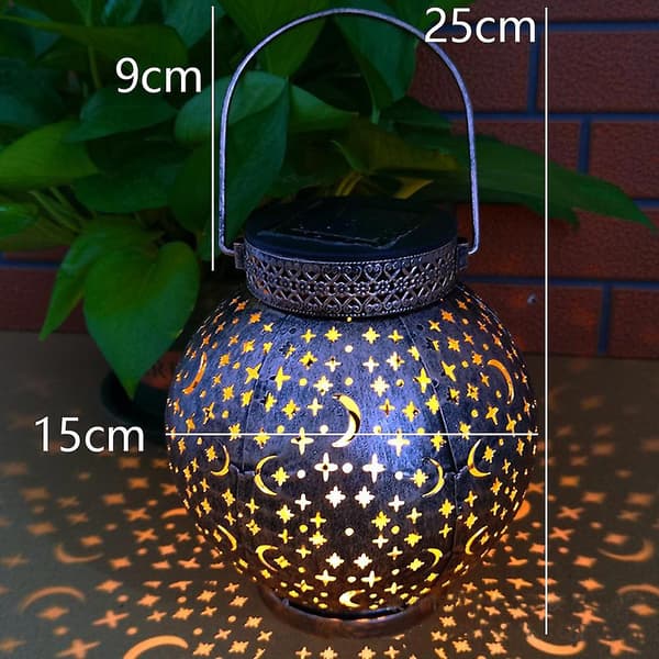 Solcellelampe, smedejerns gårdhave solansigt projektionslandskabslys måne stjerne projektionslys copper style2