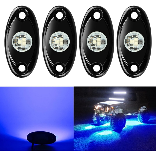 4 Pods LED-stenljus, vattentäta LED-neonljus för bil, lastbil, ATV, UTV, SUV, terrängbåt, underrede, glödande spårljus Blue