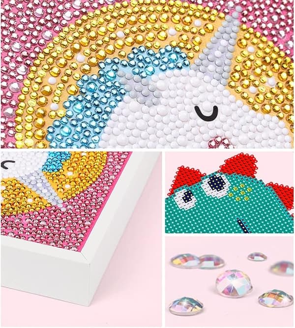 2-pack DIY Mosaikpysselset Enkla 5D Diamantmålning Set för Barn/Barn, Full Borrning Målning efter Nummer Set