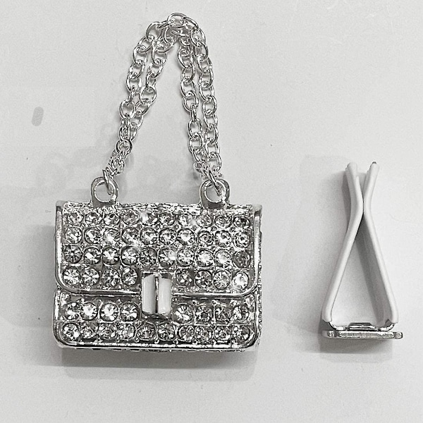 Kristallhögklackad sko & magisk väska & kristallkrona bilventilationsklämma charm glittrande strass biltillbehör bilinredning charm strass c