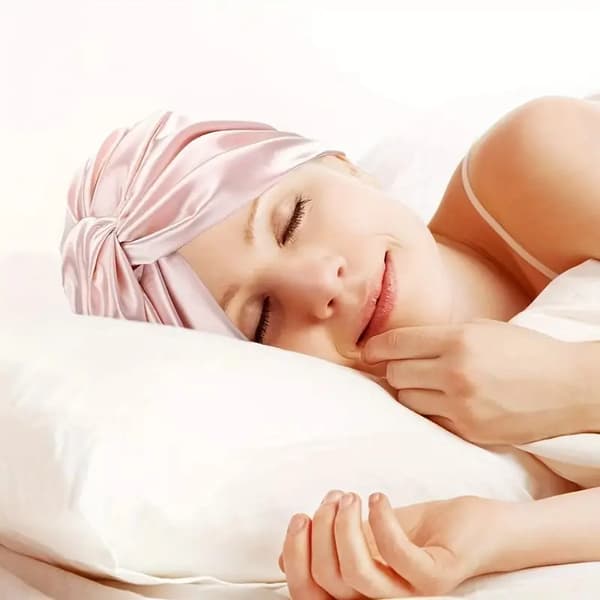 Elegant sateng rysjet bonnet dobbelt lag knyttet elastisk turban myk dusjhette sovehette natthatt hårbonnet rosa