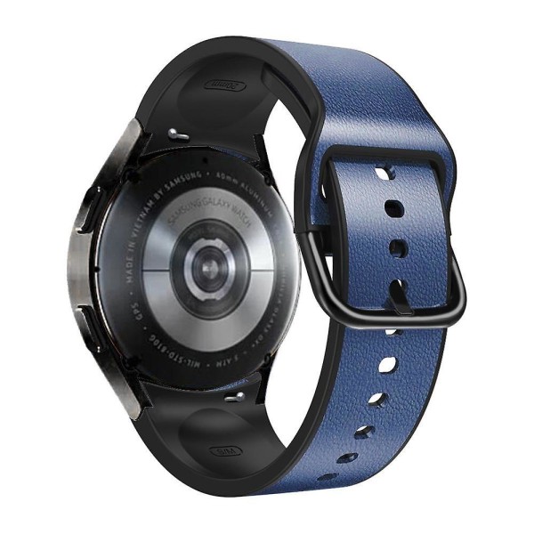 För Samsung Galaxy Watch 4/5/6 40/44mm / 5 Pro 45mm Quick Release Watch Band Mjukt läderbelagt Dark Blue