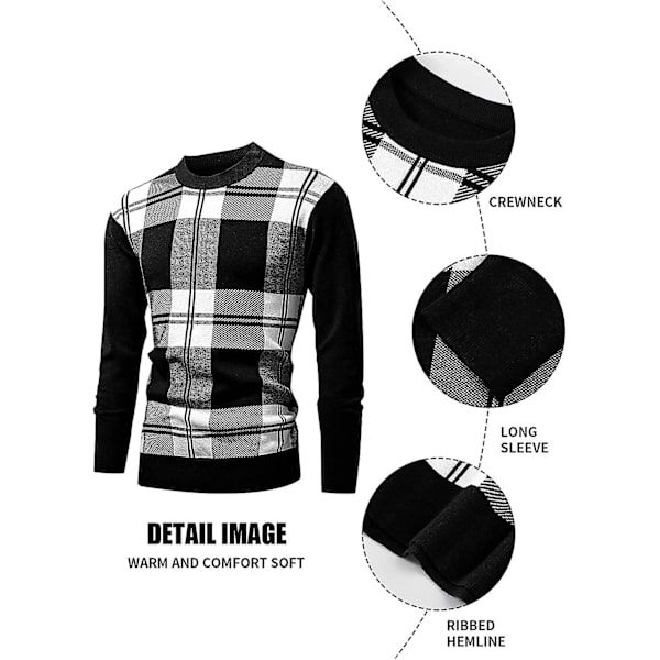 Herre Genser Vinter Rutete Genser Rund Hals Pullover Gensere Strikket Casual Høst