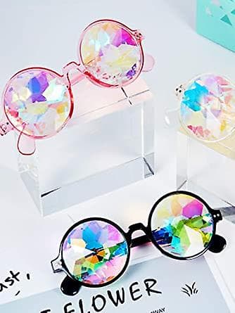 3 st Kalejdoskop Regnbåge Solglasögon Rave Goggle Glasögon, Prisma