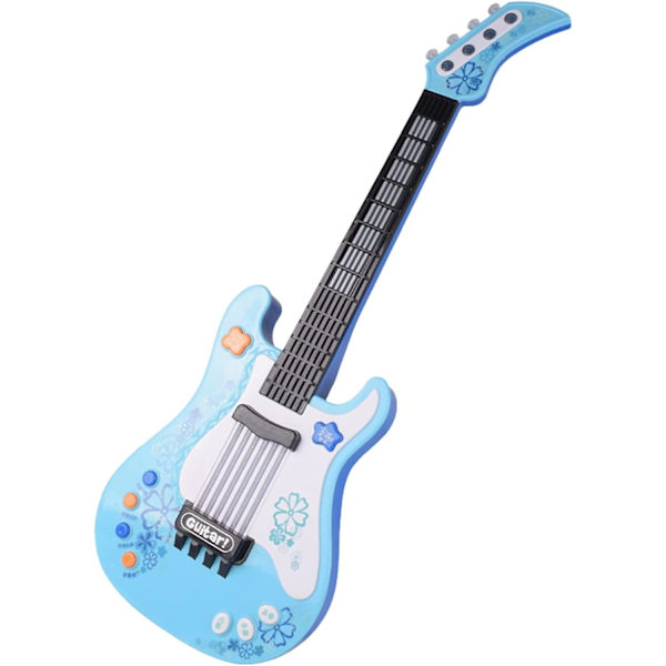 Rpporm Barn Gitarr Med Ljus Musik Elektrisk Gitarr För Småbarn Flickor Pojkar Nybörjare Rosa Stol Barnband Blue One Size