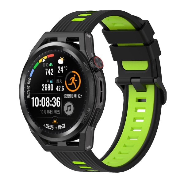 Silikonrem for Huawei Watch GT/GT 3 46mm /Watch 4/ Galaxy Watch 46mm/Garmin Forerunner 265 Black Lime