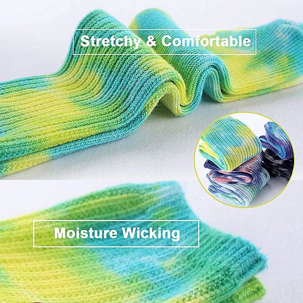 Casual Tie-dye Mjuka Bomull Crew Socks Cushion Novelty Roliga Sportsstrumpor