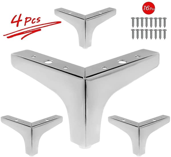 4 stk. 7 tommer møbelben, moderne møbelsofaben i metal, mat sort