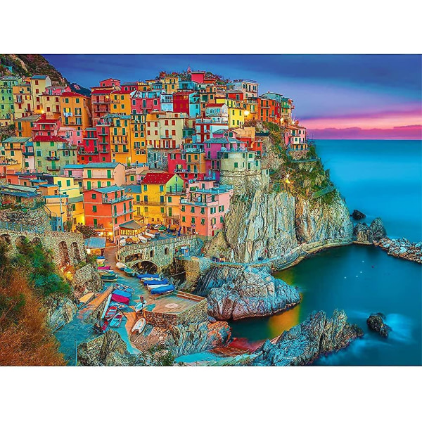 1000-bitars pussel - färgglada hus i italiensk fiskeby, pussel