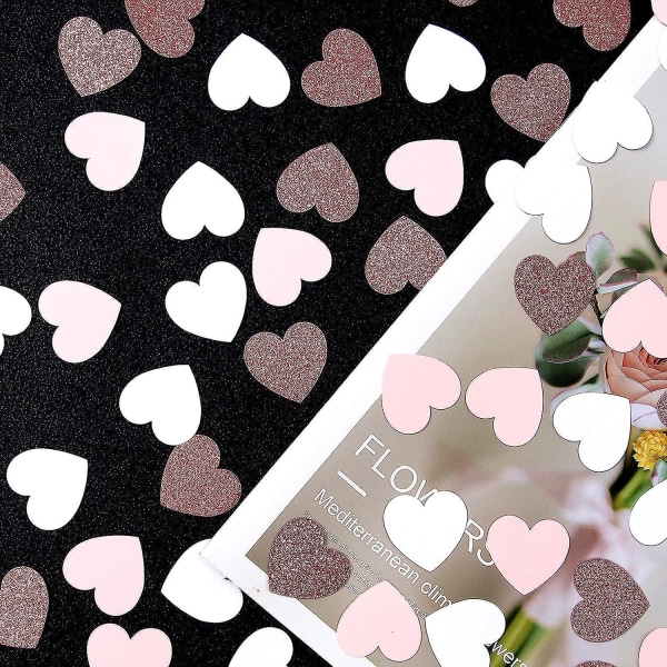 Rosegull Rosa Hvit Hjertekonfetti - 200 stk Forlovelse Bryllup Babyshower Utdrikningslag Morsdag Valentinsdag Bursdagsfest Borddekorasjon Glitter