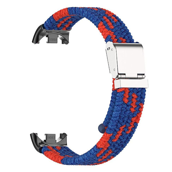 För Xiaomi Smart Band 8 flätad nylon klockarmband justerbart spänne elastiskt band Blue Red
