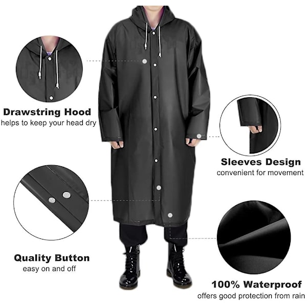 Opret Bärbara Eva Regnrockar För Vuxna, Återanvändbara Regnponchos Style 1