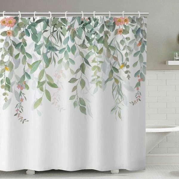 Suihkuverho, homeenkestävä, vedenpitävä, polyesterikangas, kukka-aihe, kasvi, 180 x 180 cm 180 x 180 cm Floral 4
