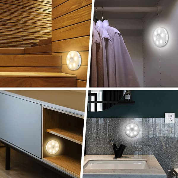 LED Nattlys med Bevegelsessensor, Pakke med 3 Nattlys Bevegelsessensor, USB Oppladbart LED Sensor Nattlys, Varmhvit 2 Moduser Bevegelsessensor Lys
